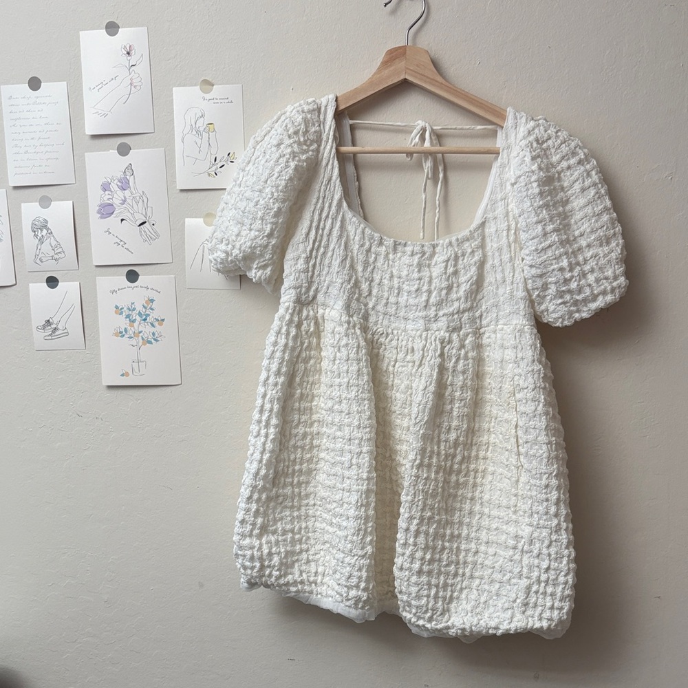 White Textured Women's Top/Dress